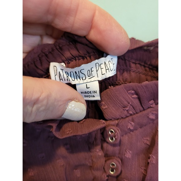 Patrons Of Peace Plum Purple Coquette Milkmaid Sleeveless Chiffon Maxi Dress L - Picture 6 of 8